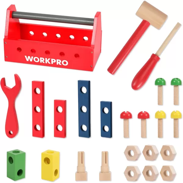 WORKPRO Wooden Building Toy Tools Set Building Toy Set CreativeampEducational Construction Toy Great Gift for Toddlers 324pcs TakeAlong Wooden Tool Kit