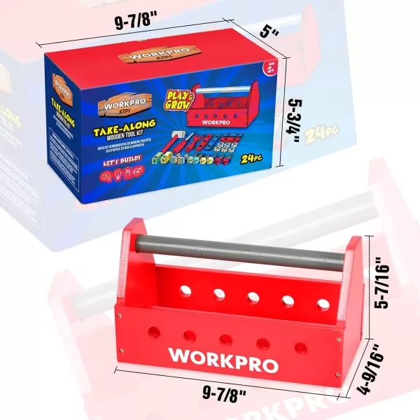 WORKPRO Wooden Building Toy Tools Set Building Toy Set CreativeampEducational Construction Toy Great Gift for Toddlers 324pcs TakeAlong Wooden Tool Kit
