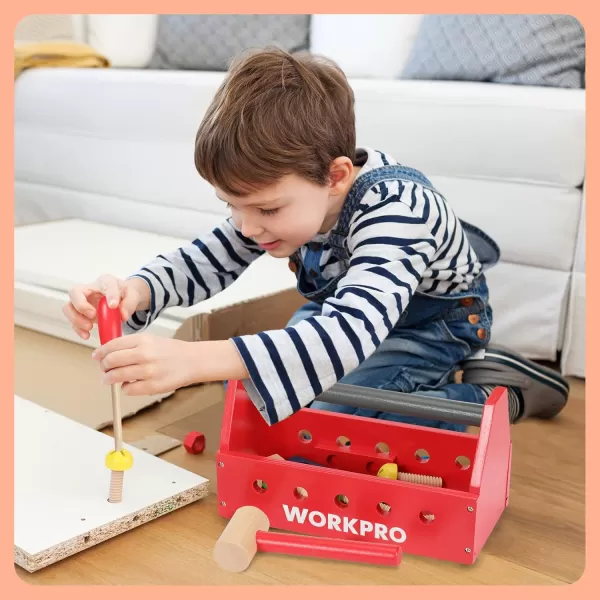 WORKPRO Wooden Building Toy Tools Set Building Toy Set CreativeampEducational Construction Toy Great Gift for Toddlers 324pcs TakeAlong Wooden Tool Kit