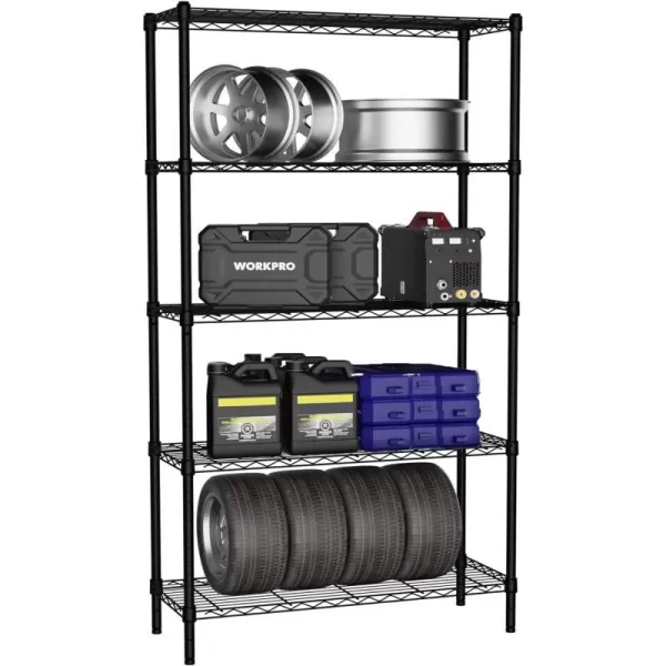 WORKPRO 5Tier Wire Shelving Unit 36W x 14D x 72H Metal Storage Shelves Rack Heavy Duty Utility Shelving 1750 LBS Load Capacity Total Kitchen Living Room Basement Garage36u201D W x 14u201D D x 72u201D H