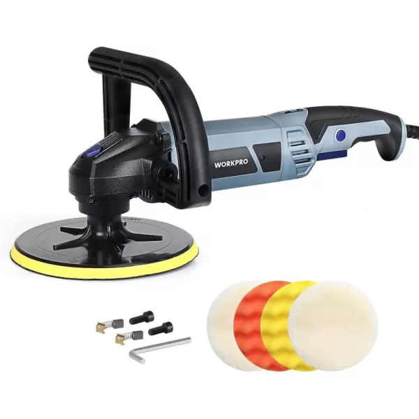 WORKPRO Buffer Polisher  7inch Car Buffer Waxer with 4 Buffing and Polishing Pads 6 Variable Speed 10003800 RPM Detachable Handle Ideal for Car Detailing Sanding Polishing WaxingWORKPRO Buffer Polisher  7inch Car Buffer Waxer with 4 Buffing and Polishing Pads 6 Variable Speed 10003800 RPM Detachable Handle Ideal for Car Detailing Sanding Polishing Waxing