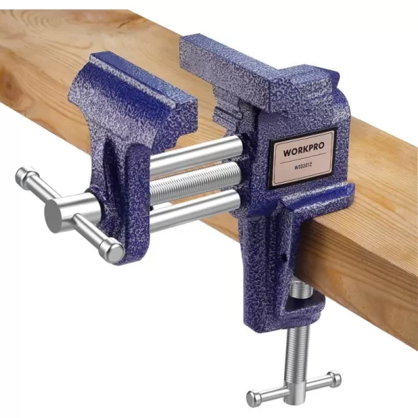 WORKPRO ClampOn Vise 3 Inch Jaw Width Portable Bench Clamp Fixed Tool for Woodworking Metalworking Cutting Conduit Drilling Sawing BlueWORKPRO ClampOn Vise 3 Inch Jaw Width Portable Bench Clamp Fixed Tool for Woodworking Metalworking Cutting Conduit Drilling Sawing Blue