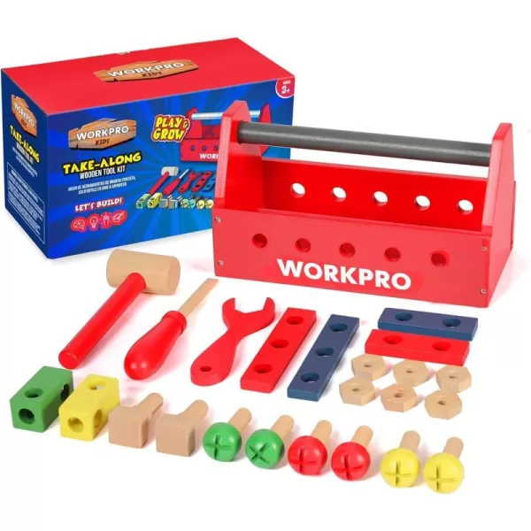 WORKPRO Wooden Building Toy Tools Set Building Toy Set CreativeampEducational Construction Toy Great Gift for Toddlers 324pcs TakeAlong Wooden Tool Kit