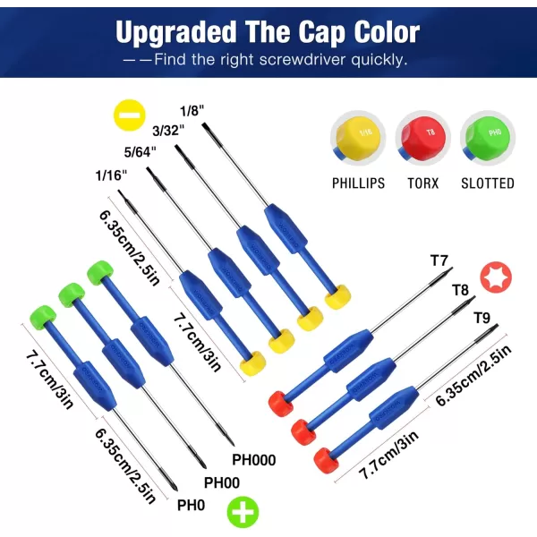 WORKPRO 10Piece Precision Screwdriver Set with Case Phillips Slotted Torx Star Magnetic Screwdriver Repair Tool Kit in Different Sizes Colors NonSlip Grip for Eyeglass Watch Computer PhoneWORKPRO 10Piece Precision Screwdriver Set with Case Phillips Slotted Torx Star Magnetic Screwdriver Repair Tool Kit in Different Sizes Colors NonSlip Grip for Eyeglass Watch Computer Phone