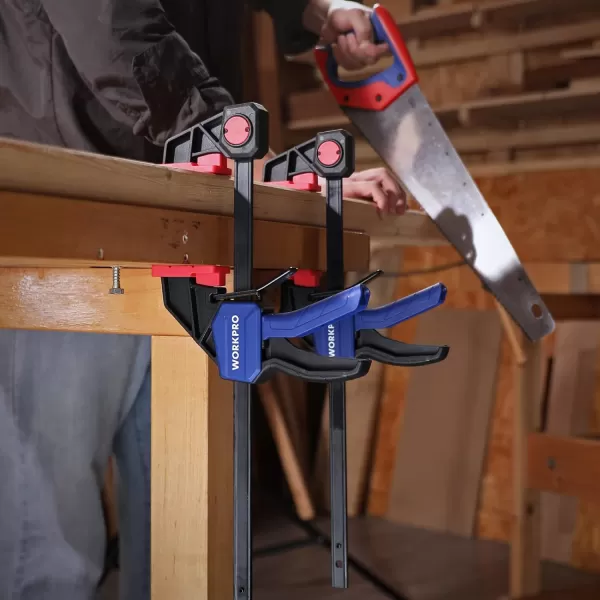 WORKPRO 12 Bar Clamps for Woodworking Medium Duty 300lbs OneHanded SpreaderClamp QuickClamp F Wood Clamps Set for Hand Wood Working Crafts Grip Gluing 2PC2PC 12