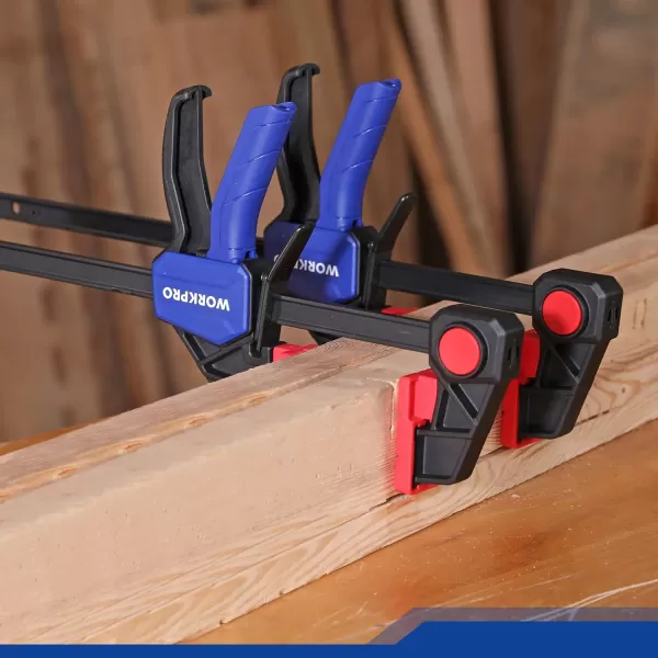 WORKPRO 12 Bar Clamps for Woodworking Medium Duty 300lbs OneHanded SpreaderClamp QuickClamp F Wood Clamps Set for Hand Wood Working Crafts Grip Gluing 2PC2PC 12