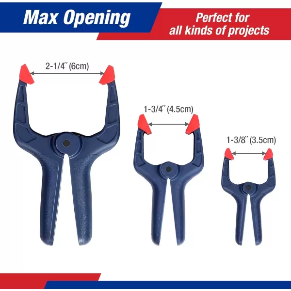 WORKPRO 16Piece Nylon Spring Clamp Set4pc 612 6pc 412  6pc 338 for Woodworking Photography Studios and DIY Works BlackBlue