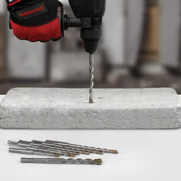 WORKPRO 17Piece SDSPlus Rotary Hammer Drill Bits and Chisel Set CarbideTipped Masonry Drill Bits and Chisels for Concrete Stone Brick with Storage Case8