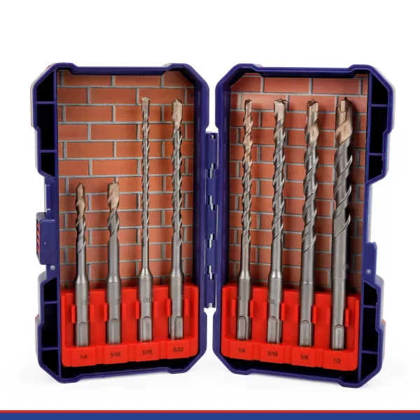 WORKPRO 17Piece SDSPlus Rotary Hammer Drill Bits and Chisel Set CarbideTipped Masonry Drill Bits and Chisels for Concrete Stone Brick with Storage Case8