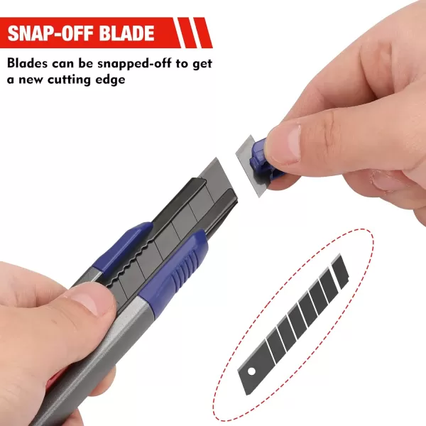 WORKPRO 18mm Retractable Utility Knife Heavy Duty Aluminum Alloy Snapoff Box Cutter with 10PC SK5 Steel Sharp Blades for Cartons Cardboard and Boxes Perfect for Office and Home UseWORKPRO 18mm Retractable Utility Knife Heavy Duty Aluminum Alloy Snapoff Box Cutter with 10PC SK5 Steel Sharp Blades for Cartons Cardboard and Boxes Perfect for Office and Home Use