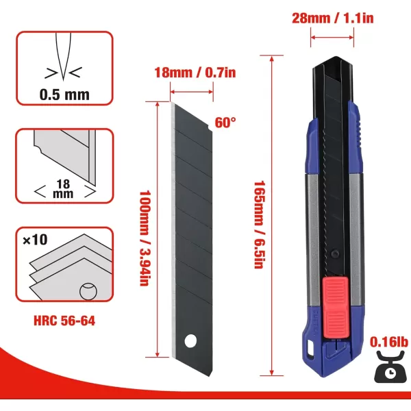 WORKPRO 18mm Retractable Utility Knife Heavy Duty Aluminum Alloy Snapoff Box Cutter with 10PC SK5 Steel Sharp Blades for Cartons Cardboard and Boxes Perfect for Office and Home UseWORKPRO 18mm Retractable Utility Knife Heavy Duty Aluminum Alloy Snapoff Box Cutter with 10PC SK5 Steel Sharp Blades for Cartons Cardboard and Boxes Perfect for Office and Home Use