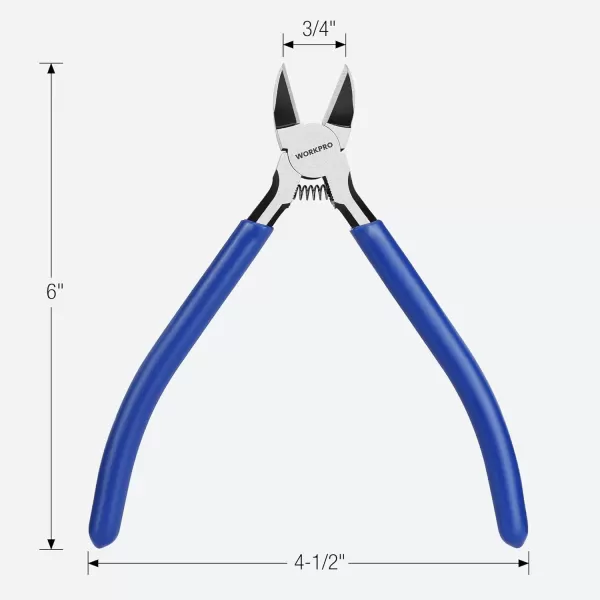 WORKPRO 2 Pack Wire Cutters 6 Inch Precision Flush Cutters Spring Loaded Side Cutting Pliers Sharp Diagonal Cutters for Crafts Jewelry Making ElectronicsWORKPRO 2 Pack Wire Cutters 6 Inch Precision Flush Cutters Spring Loaded Side Cutting Pliers Sharp Diagonal Cutters for Crafts Jewelry Making Electronics