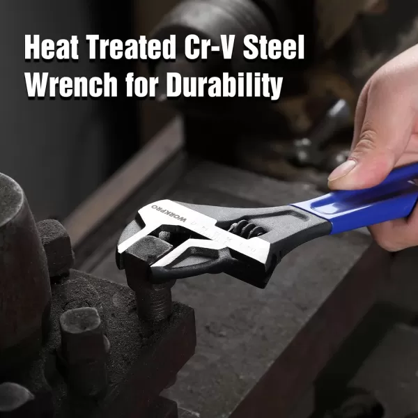 WORKPRO 2piece Adjustable Wrench Set 6Inch amp 10Inch Wrenches Wide Jaw Black Oxide Wrench With Cushion Grip Metric amp SAE Scales CrV Steel for Home Garage Workshop6 amp 10 inch
