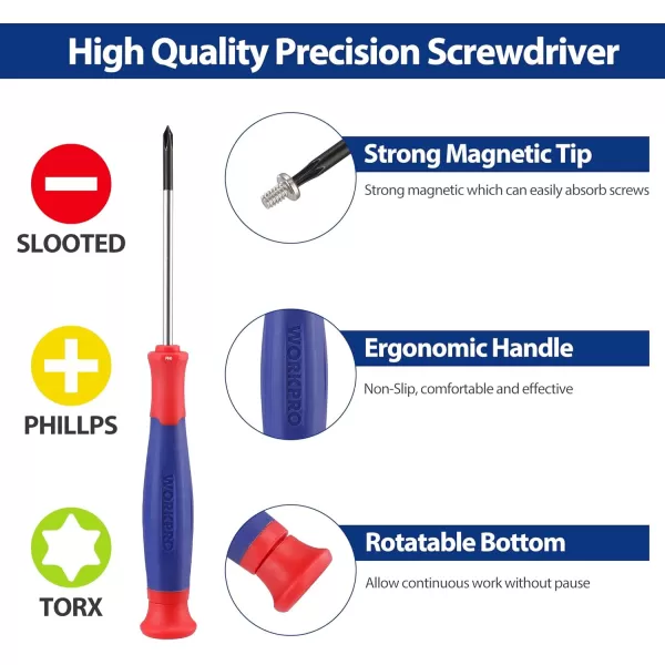 WORKPRO 33PCS Precision Repair Tool Set Includes Pliers Set Screwdrivers Set Craft amp Utility Knife Tweezers Electronic Repair Tool Kit with Pouch for Laptops Phones Computer  Pink RibbonBlue
