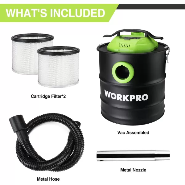 WORKPRO 52 Gallon Ash Vacuum 55 Peak Horsepower Ash Vac Cleaner with HEPA Filter Hose and Accessories for Fireplaces Wood Burning Stoves Bonfire Pits and Pellet StovesWORKPRO 52 Gallon Ash Vacuum 55 Peak Horsepower Ash Vac Cleaner with HEPA Filter Hose and Accessories for Fireplaces Wood Burning Stoves Bonfire Pits and Pellet Stoves