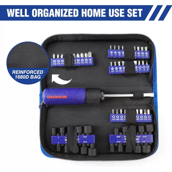 WORKPRO 61PC Magnetic Screwdriver Bits amp Nut Driver Set with Organizer Bag DIY Tools amp Equipment for Men Women Mechanic Herramientas Tool Bit Kit Home Improvement Gift Metric amp SAEWORKPRO 61PC Magnetic Screwdriver Bits amp Nut Driver Set with Organizer Bag DIY Tools amp Equipment for Men Women Mechanic Herramientas Tool Bit Kit Home Improvement Gift Metric amp SAE