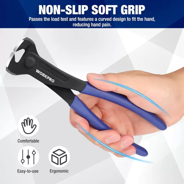 WORKPRO 7 Inch Nail Puller End Cutting Pliers  Black Finish Chrome Vanadium Steel High Leverage End Cutting Nipper Carpenters Pincers End Snips for Pulling Nails or Cutting WiresLarge