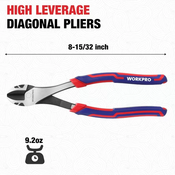 WORKPRO 8 Inch High Leverage Diagonal Pliers Wire Cutters Heavy Duty in CRV Steel Diagonal Cutters for Cutting WiresWORKPRO 8 Inch High Leverage Diagonal Pliers Wire Cutters Heavy Duty in CRV Steel Diagonal Cutters for Cutting Wires