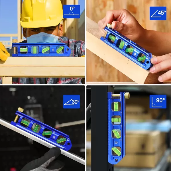 WORKPRO 8Inch Magnetic Torpedo Level Aluminum Alloy Construction 4 Bubble Vials for 0904530 Measurements Cobalt BlueWORKPRO 8Inch Magnetic Torpedo Level Aluminum Alloy Construction 4 Bubble Vials for 0904530 Measurements Cobalt Blue