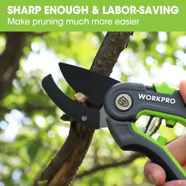 WORKPRO Anvil Pruning Shears 8 Professional Gardening Hand Pruner with SK5 Steel Sharp Blades Ideal Gardening Tool for Cutting and Trimming GreenAnvil