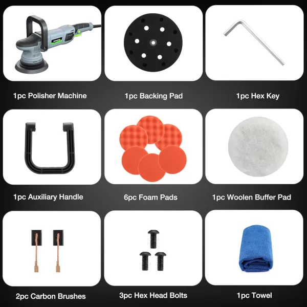 WORKPRO Buffer Polisher 6inch 1080W Dual Action Random Orbital Polish Kit for Car Detailing 6 Variable Speed DA Polisher with BackingWoolenFoam Pads Towel for Waxing Buffing PolishingWORKPRO Buffer Polisher 6inch 1080W Dual Action Random Orbital Polish Kit for Car Detailing 6 Variable Speed DA Polisher with BackingWoolenFoam Pads Towel for Waxing Buffing Polishing
