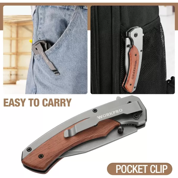 WORKPRO Folding Utility Knife amp EDC Pocket Knife QuickChange Wood Handle Razor Box Cutter and Foldable Knife Kit with Extra 10PC SK5 Blades for Indoor and Outdoor ActivitiesWORKPRO Folding Utility Knife amp EDC Pocket Knife QuickChange Wood Handle Razor Box Cutter and Foldable Knife Kit with Extra 10PC SK5 Blades for Indoor and Outdoor Activities