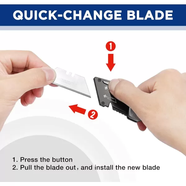 WORKPRO FoldingnbspUtility Knife Heavy Duty Metal Quick Open Axis Lock Box Cutter Quick Change Blade Razor Knife 1PC with 10 Extra SK5 BladesSilver
