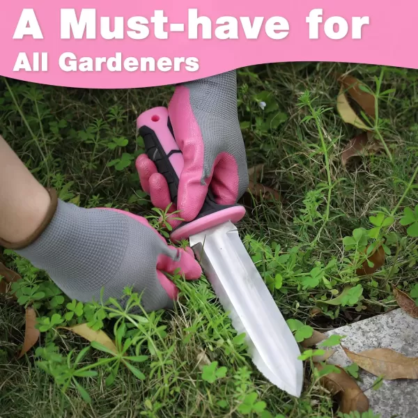 WORKPRO Hori Hori Garden Knife 7 Stainless Steel Blade with Cutting Edge Garden Tools with Oxford Sheath Ergonomic TRP Handle with Hanging Hole for Weeding Planting Digging PinkPink