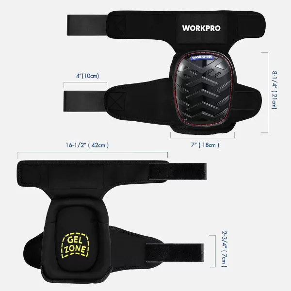 WORKPRO Knee Pads for Work Ergonomic Gel Knee Pads Protector with Thick Foam Cushion Heavy Duty Antislip Kneepads for Construction Flooring and GardeningStrap