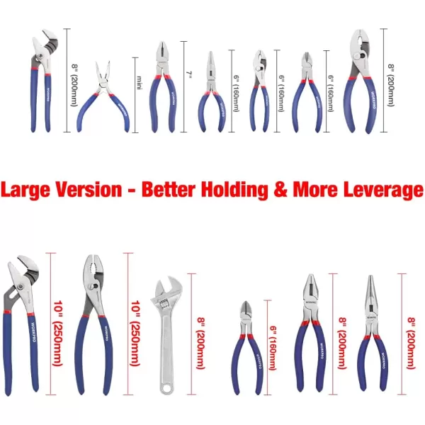 WORKPRO Large Pliers amp Wrench Set 6Piece 10 Water Pump Pliers 10 Slip Joint Pliers 8 Long Nose Pliers 8 Linesman Pliers 6 Diagonal Pliers 8 Adjustable Wrench for DIY amp Home Use W001329AWORKPRO Large Pliers amp Wrench Set 6Piece 10 Water Pump Pliers 10 Slip Joint Pliers 8 Long Nose Pliers 8 Linesman Pliers 6 Diagonal Pliers 8 Adjustable Wrench for DIY amp Home Use W001329A