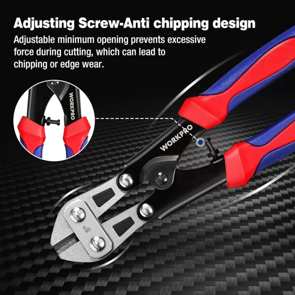 WORKPRO Mini Bolt Cutter 8inch Spring Loaded Small Heavy Duty Wire Cable Cutter Snips Clippers with Soft AntiSlip Handle8inch210mm Bolt Cutter