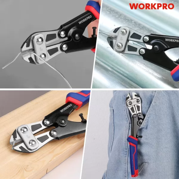 WORKPRO Mini Bolt Cutter 8inch Spring Loaded Small Heavy Duty Wire Cable Cutter Snips Clippers with Soft AntiSlip Handle8inch210mm Upgraded Handle