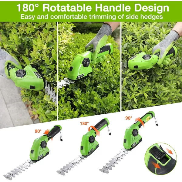 WORKPRO Pink Cordless Grass Shear amp Shrubbery Trimmer  2 in 1 Handheld Hedge Trimmer 72V Electric Grass Trimmer Hedge ShearsGrass Cutter 20Ah Rechargeable LithiumIon Battery  Pink RibbonGreen