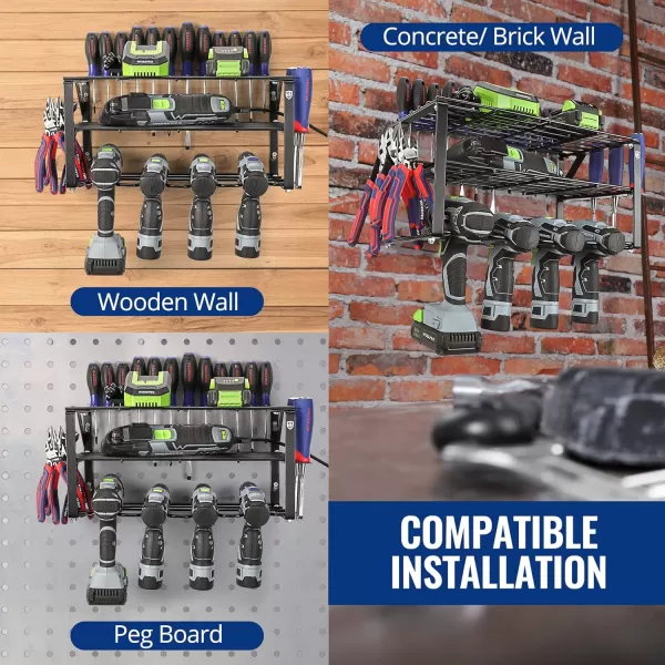WORKPRO Power Tool Organizer Wall Mounted Power Tool Holder 3Tiers Storage Rack for Cordless Drill Storage 150 LBS Load Capacity for Garage Warehouse WorkshopWORKPRO Power Tool Organizer Wall Mounted Power Tool Holder 3Tiers Storage Rack for Cordless Drill Storage 150 LBS Load Capacity for Garage Warehouse Workshop