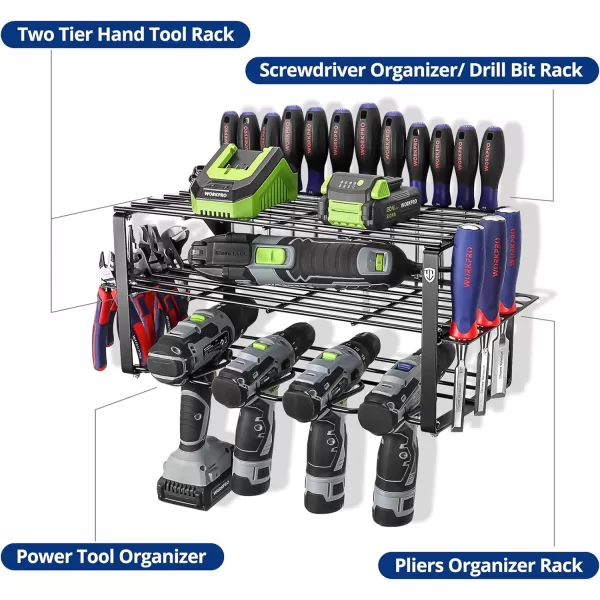 WORKPRO Power Tool Organizer Wall Mounted Power Tool Holder 3Tiers Storage Rack for Cordless Drill Storage 150 LBS Load Capacity for Garage Warehouse WorkshopWORKPRO Power Tool Organizer Wall Mounted Power Tool Holder 3Tiers Storage Rack for Cordless Drill Storage 150 LBS Load Capacity for Garage Warehouse Workshop
