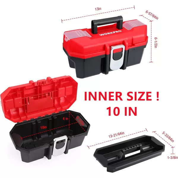 WORKPRO Tool Box Portable 13 with Removable Tray Heavy Duty Toolbox with Metal Latch Rated up to 33 Lbs PP Plastic Small Tool Boxes with Small Parts Organizer in Lid black amp redWORKPRO Tool Box Portable 13 with Removable Tray Heavy Duty Toolbox with Metal Latch Rated up to 33 Lbs PP Plastic Small Tool Boxes with Small Parts Organizer in Lid black amp red