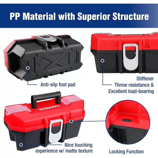 WORKPRO Tool Box Portable 13 with Removable Tray Heavy Duty Toolbox with Metal Latch Rated up to 33 Lbs PP Plastic Small Tool Boxes with Small Parts Organizer in Lid black amp redWORKPRO Tool Box Portable 13 with Removable Tray Heavy Duty Toolbox with Metal Latch Rated up to 33 Lbs PP Plastic Small Tool Boxes with Small Parts Organizer in Lid black amp red