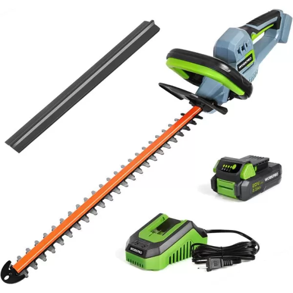 WORKPRO 20V Cordless Hedge Trimmer 20 Dual Action Blades Electric Gardening Trimmer 20Ah Battery 1 Hour Quick Charger Included Great Garden GiftsWORKPRO 20V Cordless Hedge Trimmer 20 Dual Action Blades Electric Gardening Trimmer 20Ah Battery 1 Hour Quick Charger Included Great Garden Gifts