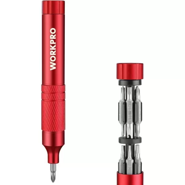 WORKPRO 24in1 Precision Screwdriver Pen Style MultiBit Screwdriver Glasses Screwdriver with S2 Steel Small Screwdriver Bits Ideal for Eyeglass Watch Laptop Phone Jewelry and Electronic BlueRed