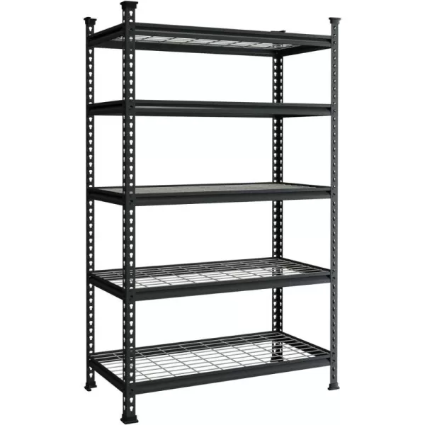 WORKPRO 5Tier Metal Storage Shelving Unit 48W x 24D x 72H Adjustable Storage Rack Heavy Duty Shelf 4000 lbs Load Capacity Total for Garage Kitchen Bathroom Warehouse BlackSliver36u201DW x 18u201DD x 72u201DH Grey