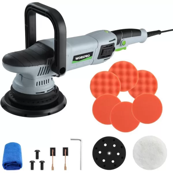WORKPRO Buffer Polisher 6inch 1080W Dual Action Random Orbital Polish Kit for Car Detailing 6 Variable Speed DA Polisher with BackingWoolenFoam Pads Towel for Waxing Buffing PolishingWORKPRO Buffer Polisher 6inch 1080W Dual Action Random Orbital Polish Kit for Car Detailing 6 Variable Speed DA Polisher with BackingWoolenFoam Pads Towel for Waxing Buffing Polishing