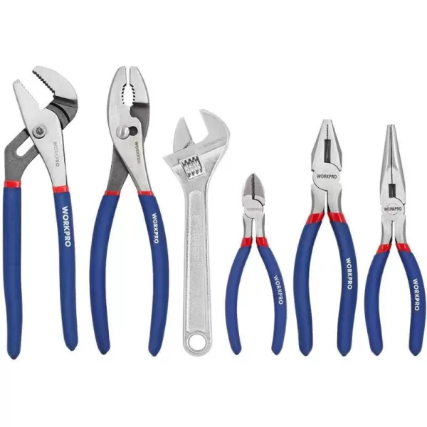 WORKPRO Large Pliers amp Wrench Set 6Piece 10 Water Pump Pliers 10 Slip Joint Pliers 8 Long Nose Pliers 8 Linesman Pliers 6 Diagonal Pliers 8 Adjustable Wrench for DIY amp Home Use W001329AWORKPRO Large Pliers amp Wrench Set 6Piece 10 Water Pump Pliers 10 Slip Joint Pliers 8 Long Nose Pliers 8 Linesman Pliers 6 Diagonal Pliers 8 Adjustable Wrench for DIY amp Home Use W001329A