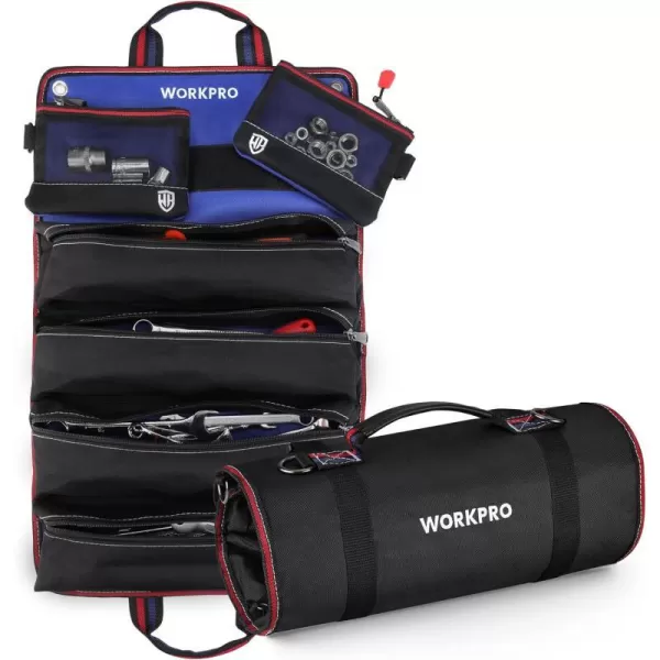 WORKPRO Roll Up Tool Bag Tool Roll Up Bag with Detachable Tool Pouches Heavy Duty Tool Bag Organizer with 6 Pockets Tool Roll Organizer for Mechanic Electrician Plumber and CarpenterWORKPRO Roll Up Tool Bag Tool Roll Up Bag with Detachable Tool Pouches Heavy Duty Tool Bag Organizer with 6 Pockets Tool Roll Organizer for Mechanic Electrician Plumber and Carpenter