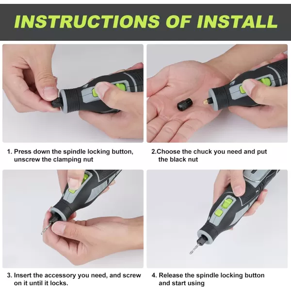 WORKPRO 12V Cordless Rotary Tool Kit 5 Variable Speeds Powerful Engraver Sander Polisher 114 Easy Change Accessories Craft Tool for Handmade and DIYGrey