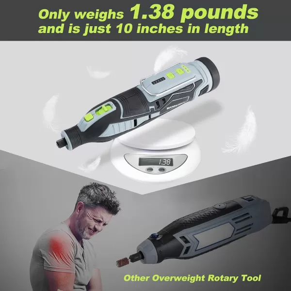WORKPRO 12V Cordless Rotary Tool Kit 5 Variable Speeds Powerful Engraver Sander Polisher 114 Easy Change Accessories Craft Tool for Handmade and DIYGrey