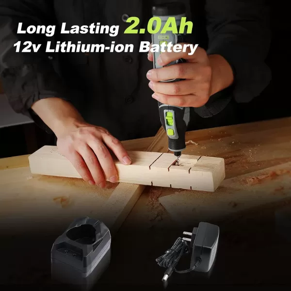 WORKPRO 12V Cordless Rotary Tool Kit 5 Variable Speeds Powerful Engraver Sander Polisher 114 Easy Change Accessories Craft Tool for Handmade and DIYGrey