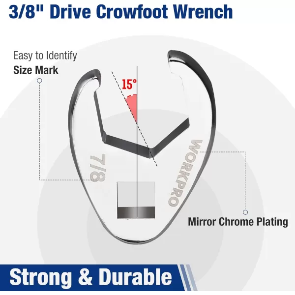 WORKPRO 38 Drive Flare Nut Wrench Set 10piece Crowfoot Flare Nut Tool Kit SAE 381in Steel Wrench With Storage Rail for Nut RemovalFlare nut SAE