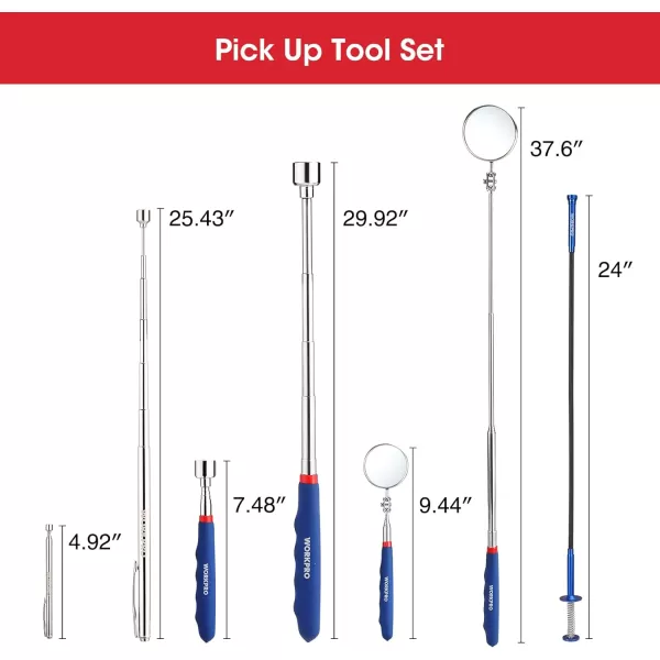 WORKPRO 4PC Telescoping Magnetic Pick Up Tool Kit Includes Telescoping Inspection Mirror 2PC Magnetic Pick Up Tool And Four Claw Grabber Tool Pick Up Grab Tool Set For Auto RepairWORKPRO 4PC Telescoping Magnetic Pick Up Tool Kit Includes Telescoping Inspection Mirror 2PC Magnetic Pick Up Tool And Four Claw Grabber Tool Pick Up Grab Tool Set For Auto Repair