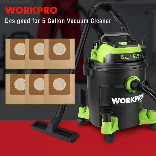 WORKPRO 5 Gallon Dust Collection Bag for W125089AE 5 Gallon Vacuum Cleaner  6 PackWORKPRO 5 Gallon Dust Collection Bag for W125089AE 5 Gallon Vacuum Cleaner  6 Pack