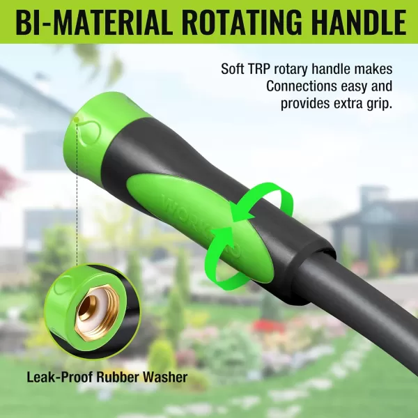 WORKPRO 58 IN x 10 FT Garden Hose Durable Flexible Lightweight Water Hose with BiMaterial 360 Rotation Handle 34 GHT Solid Brass Fittings for Outdoor Lawn Garden amp Yard Car Wash10ft BiMaterial 360 Rotary Handle